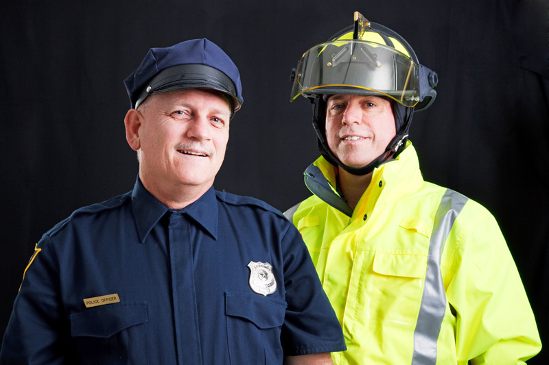 First responders; police officer and firefighter