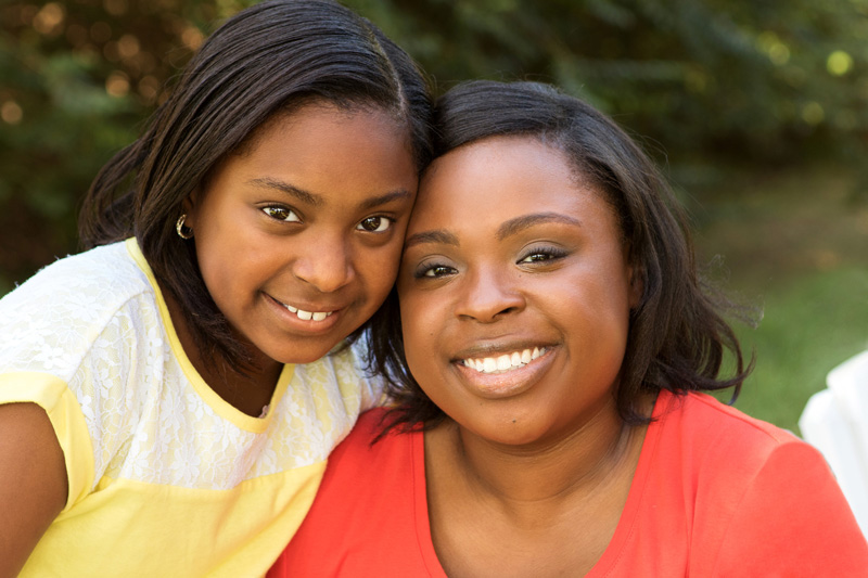 Portrait of a black mother and her daughter