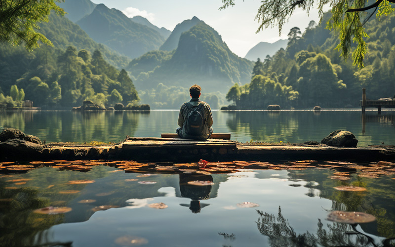 A man practicing self-care and meditation