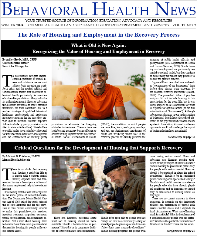 BHN Winter 2024 Issue: The Role of Housing and Employment in the Recovery Process