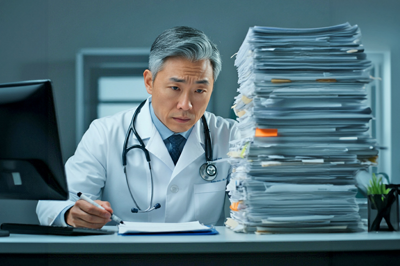 AI Image Doctor Burnout from Paperwork