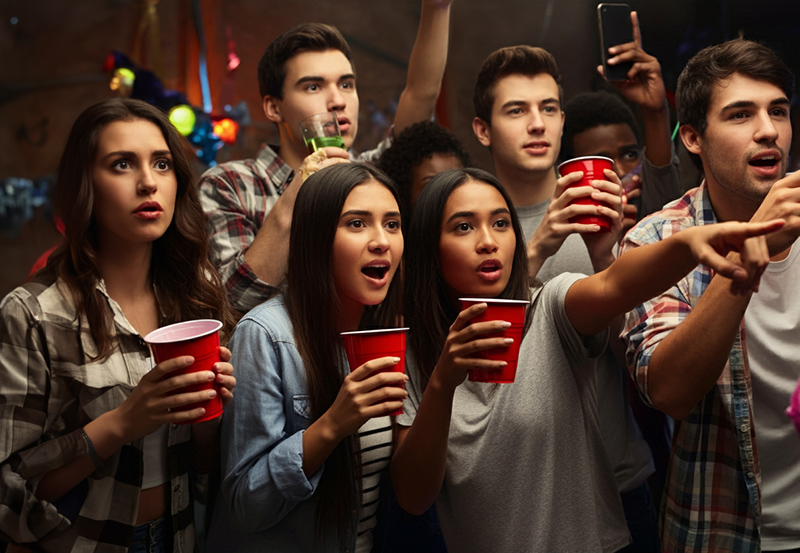 College bystanders at party