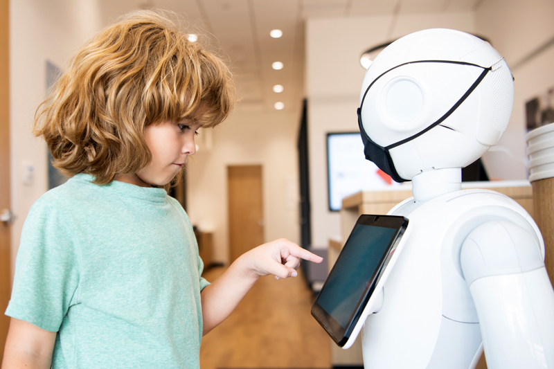 child interact with robot artificial intelligence, communication