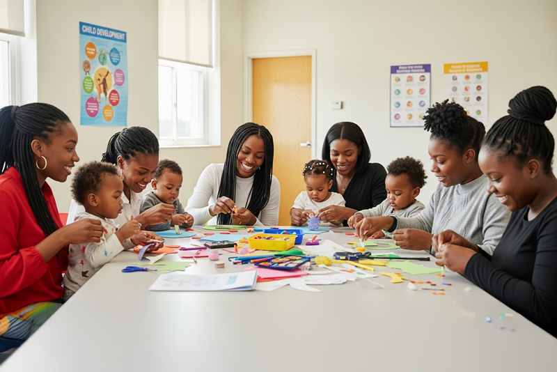 AI Image - Young Black Mothers with Children in Support Group