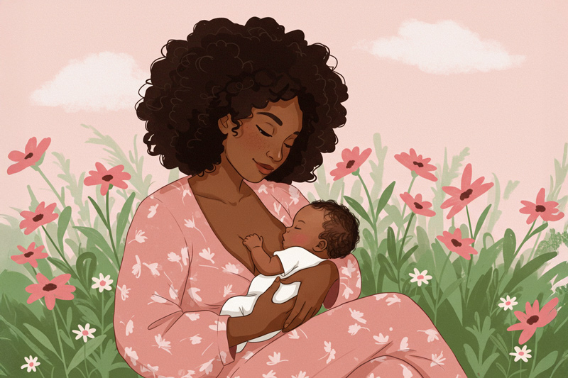 AI image black mother breastfeeding