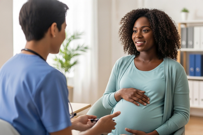 AI Image - Pregnant Woman Speaking with Psychiatrist