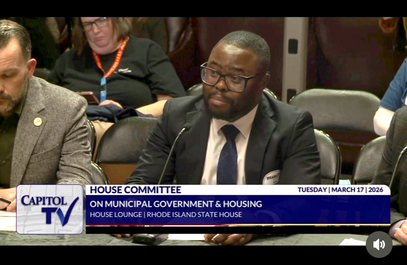 Dr. Adusu testifying at Rhode Island House Committee on Municipal Government and Housing