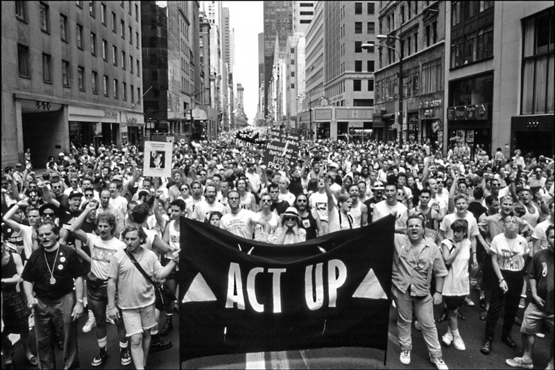ACT UP members march in the Gay Pride Parade, New York, 1990. Credit: T.L.Litt