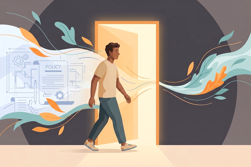 Person Approaching Open Door