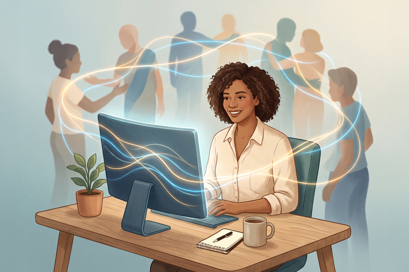 Healthcare Professional Digitally Connected to Community