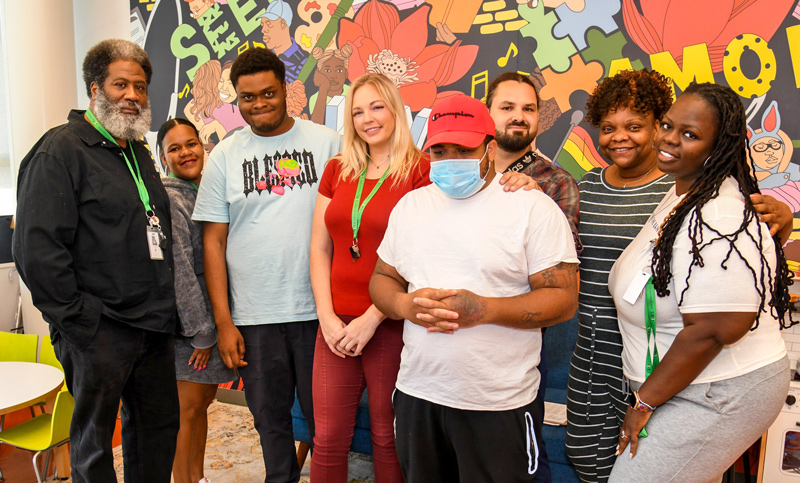 Institute for Community Living staffers and participants inside ICL's East New York HUB. Photo courtesy of ICL.