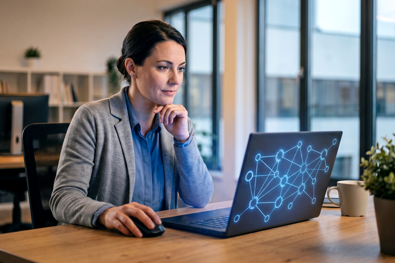 Woman Working on Laptop
