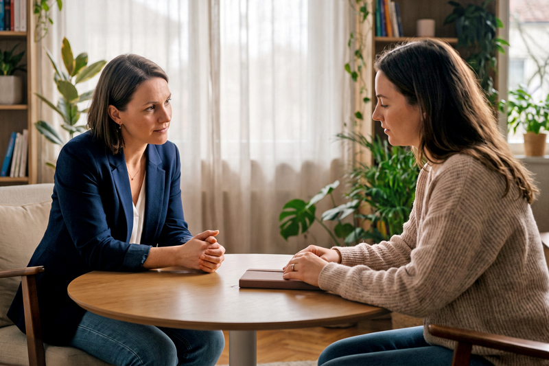 Therapist And Client In Quiet Consultation Room